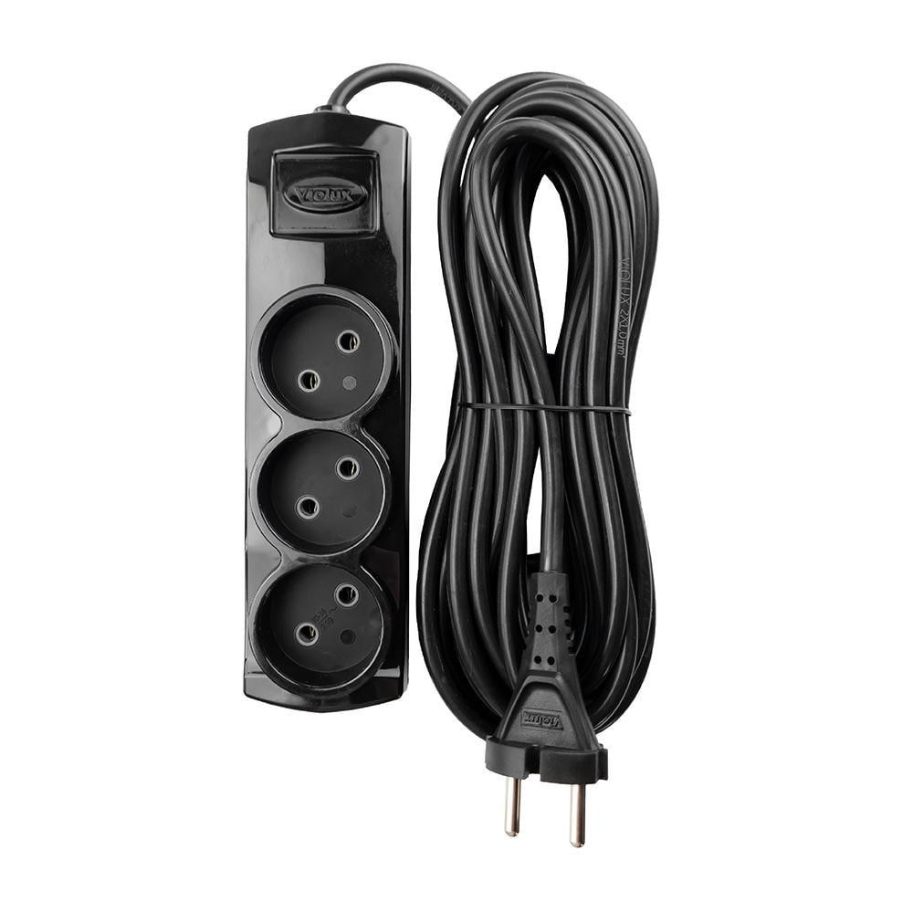 Подовжувач тримісний Violux без заземлення 7 м Чорний (920392)