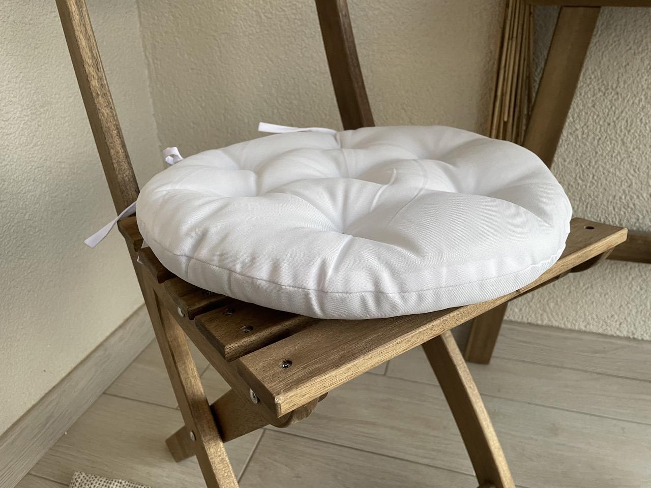 Подушка на стул с завязками круглая Color 40х40х5 см Белый - фото 6