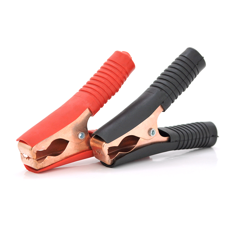 Набір акумуляторних затискачів крокодили 100А гумовий рифлений кожух мідне покриття Q2 90 мм Чорний (YUT_V7022)