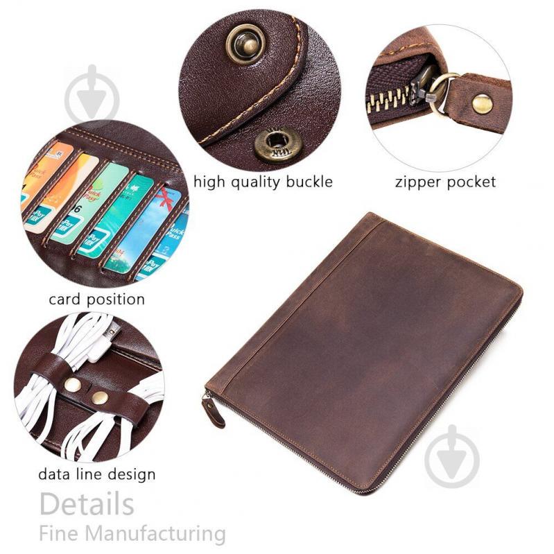 Чоловіча папка органайзер для документів матова 20238 Vintage Коричнева - фото 10 Чоловіча папка органайзер для документів матова 20238 Vintage Коричнева - фото 10