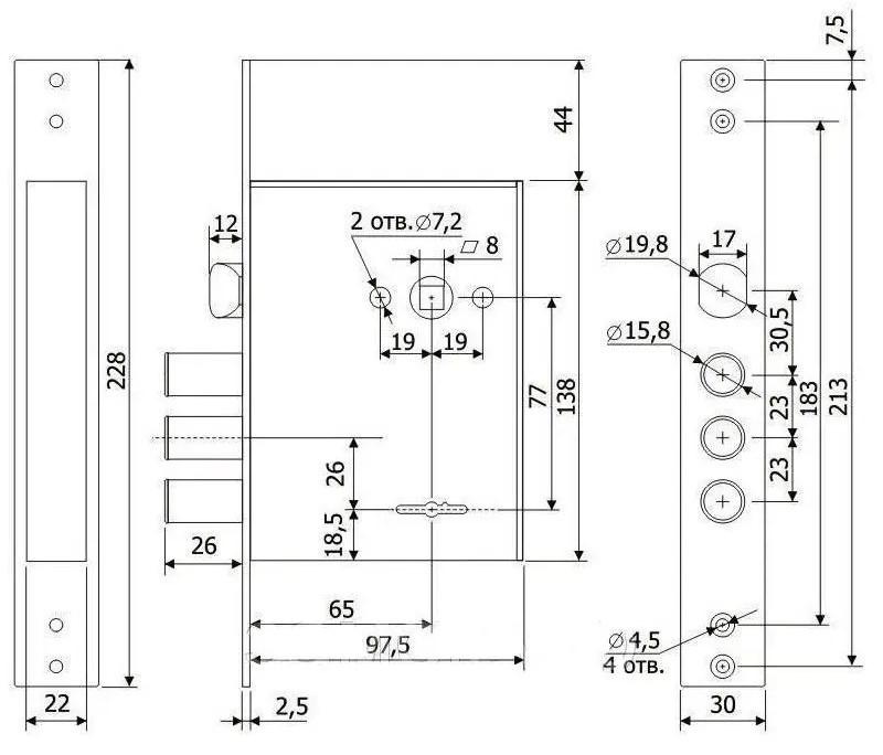 Замок сувальдный 447L без ответной планки 5 ключей Хром (1-30184) - фото 4 Замок сувальдный 447L без ответной планки 5 ключей Хром (1-30184) - фото 4