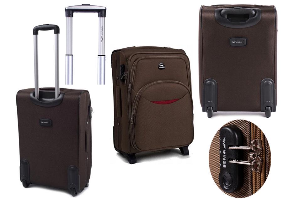 Валіза текстильна Wings 1708 S на 2 колесах Коричневий (CETKNWI1708SM2KOR) - фото 4