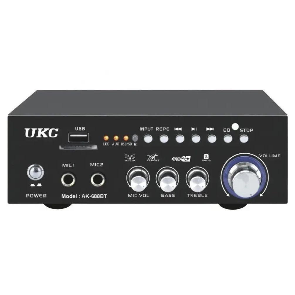 Усилитель звука UKC AK-688BT Bluetooth/FM/SD/USB Караоке 2-канальный 2x30W Black (3_05437) - фото 2