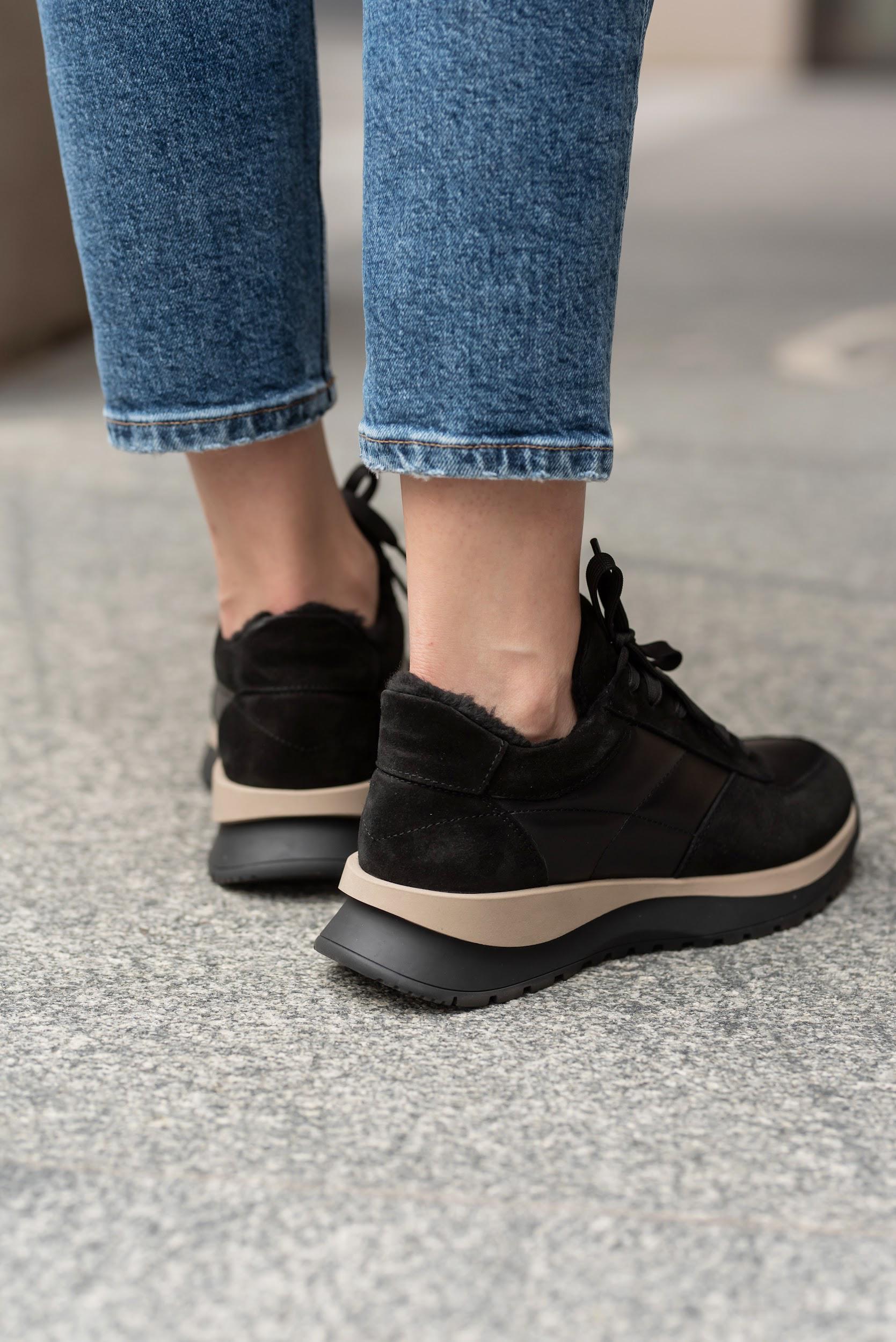 Кроссовки женские кожа и замша на меху р. 40 26 см Черный - фото 5 Кроссовки женские кожа и замша на меху р. 40 26 см Черный - фото 5