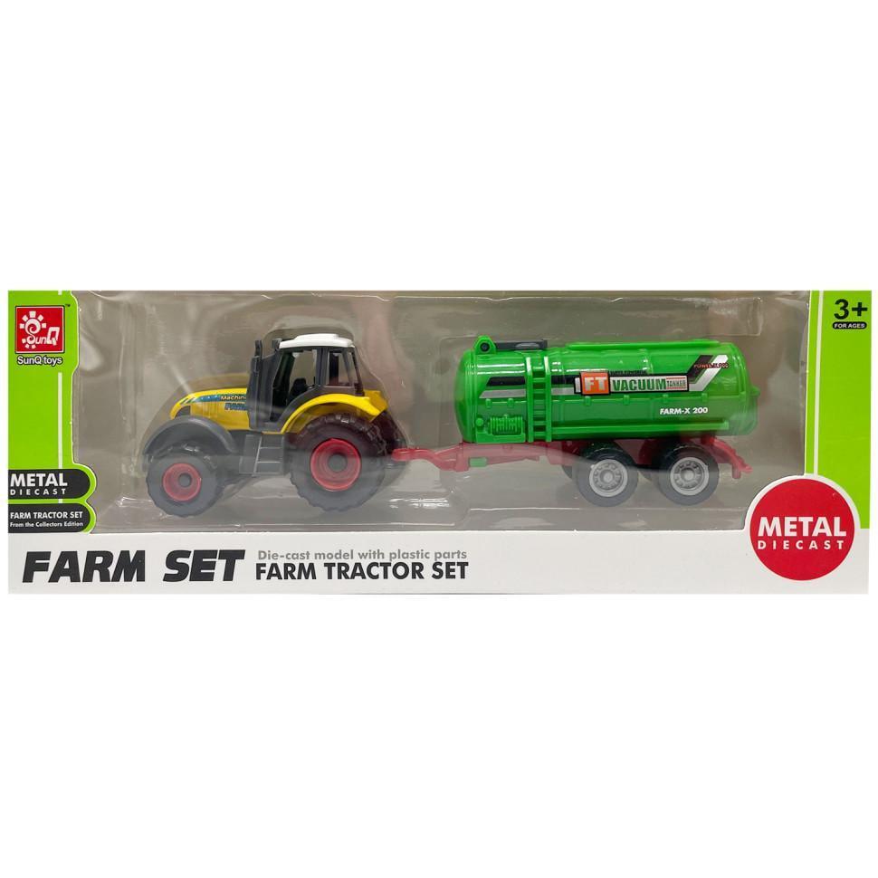 Трактор дитячий із причепом farm set sq82002 1b Жовтий Зелений (RLT46844)