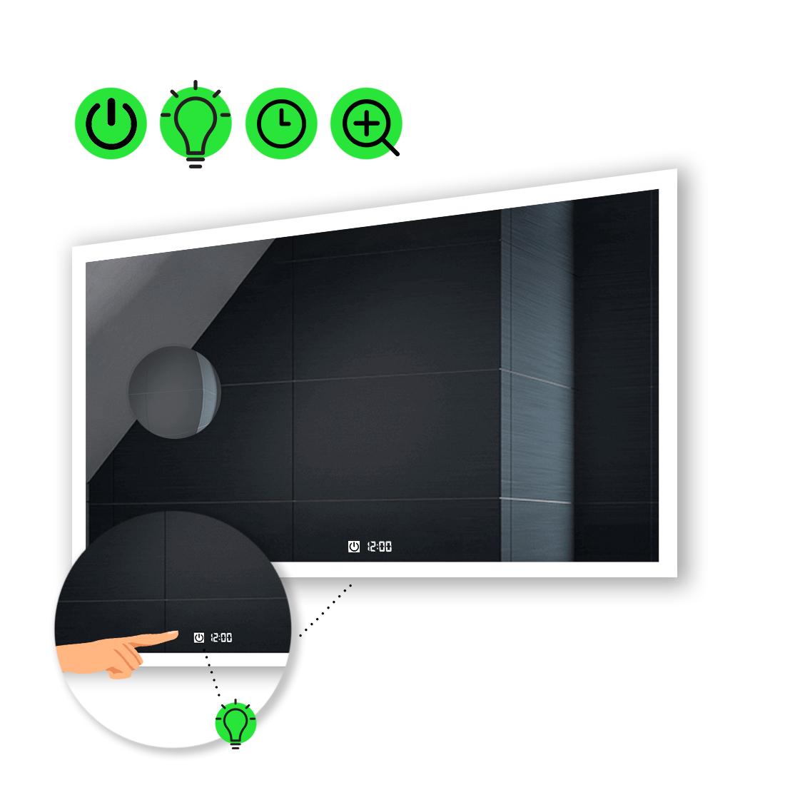 LED-зеркало 120x80 см с сенсором/часами и линзой без подсветки Simphony (Simphonyg220)