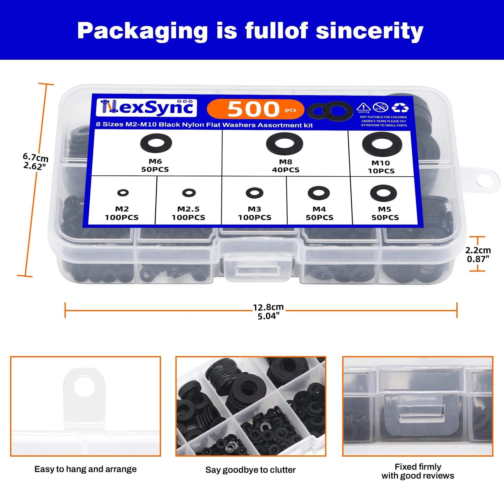 Набір пластикових шайб нейлонових M2/M2.5/M3/M4/M5/M6/M8/M10 500 шт. Чорний (527524) - фото 7 Набір пластикових шайб нейлонових M2/M2.5/M3/M4/M5/M6/M8/M10 500 шт. Чорний (527524) - фото 7