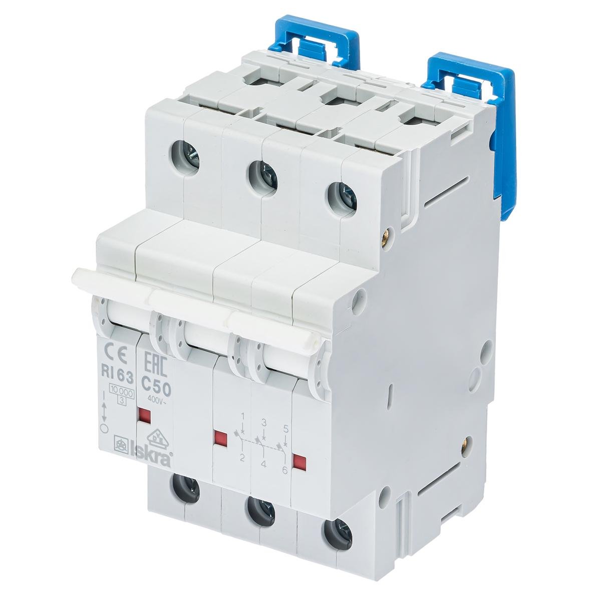 Модульный автоматический выключатель ISKRA RI63C50A 3P 50 A C 10 kA DIN IP20 (786100109000)