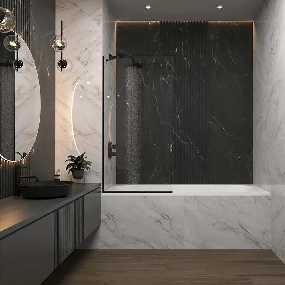 Шторка для ванной WAVE GLASS Margo 140x90 см универсальная стекло 8 мм Черный (WG-MARGO14090)