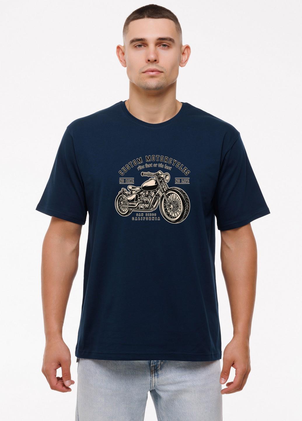 Мужская футболка Motorcycle Наталюкс 2XL Темно-синий (1218059402451)