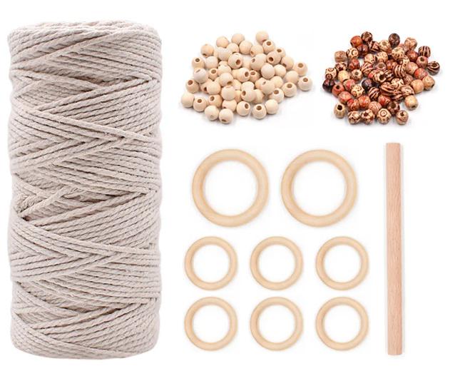 Набір для макраме намистини дерев'яні/кільця/паличка-основа/шнур (2767) Набір для макраме намистини дерев'яні/кільця/паличка-основа/шнур (2767)