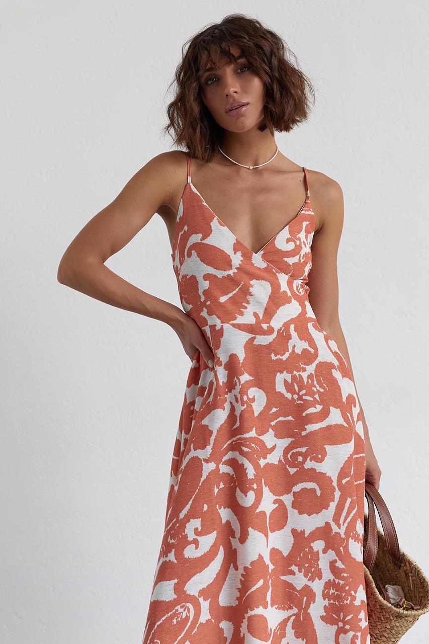 Сарафан на бретелях с юбкой клеш S Оранжевый (11290370) - фото 3 Сарафан на бретелях с юбкой клеш S Оранжевый (11290370) - фото 3