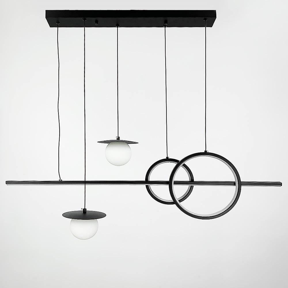 Люстра підвісна Lighthouse LNF-17423 з 2 світлодіодними колами 35 Вт та з 2 плафонами 120 см Чорний