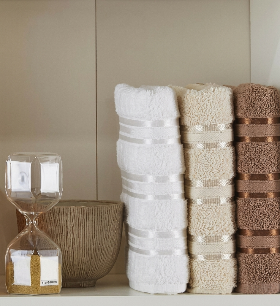 Набор полотенец Gursan Cotton Stripe Micro Deluxe 70х140 см 3 шт. Brown (35833073)