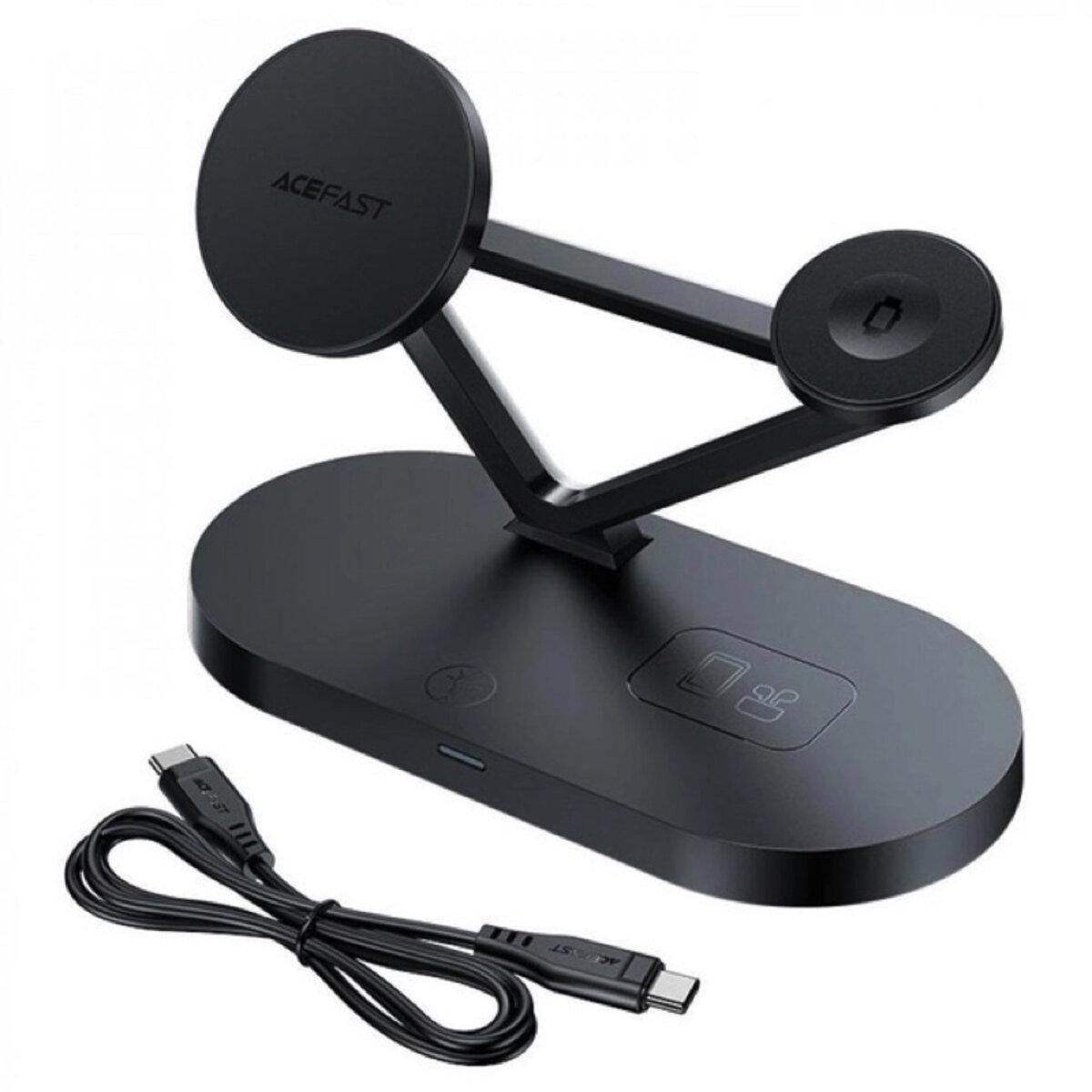 Зарядное устройство беспроводное Acefast E9 desktop 3в1 Wireless Charging Holder Black (582100) - фото 2