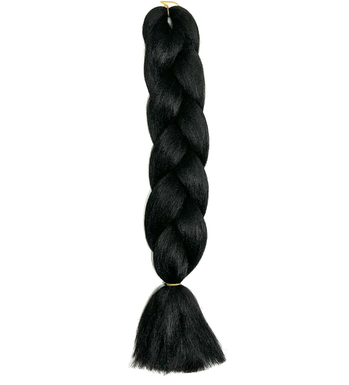 Канекалон Jumbo braid однотонный термостойкий для плетения 60 см 100 г Черный (КН6000в01) - фото 1