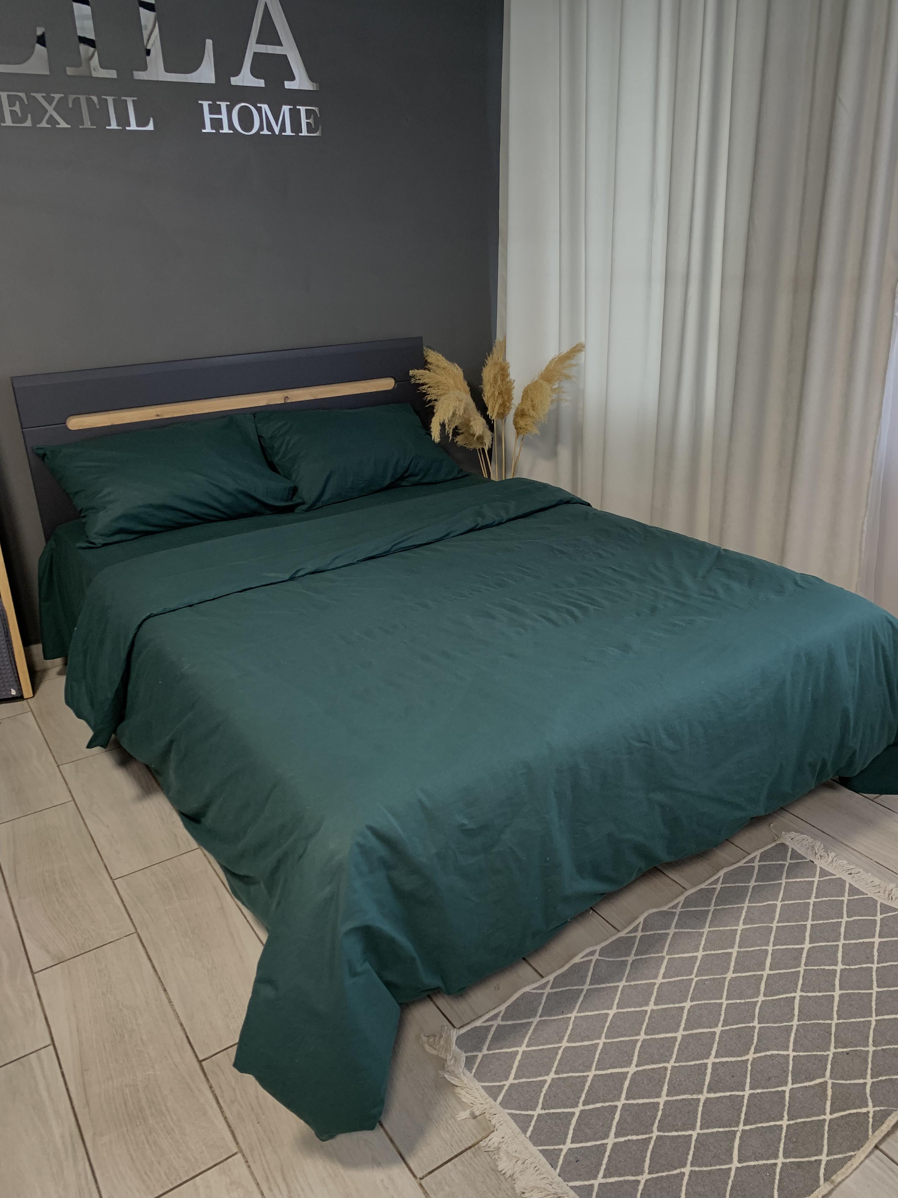 Комплект постельного белья LILA Textil Home из ранфорса семейный Изумрудный