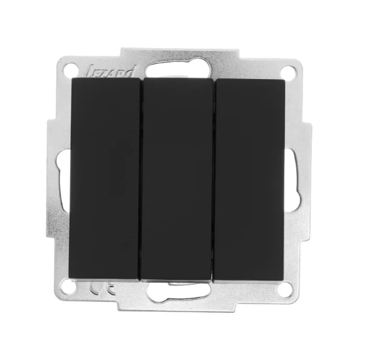 Выключатель трехклавишный Lezard Vesna Черный (26408659)