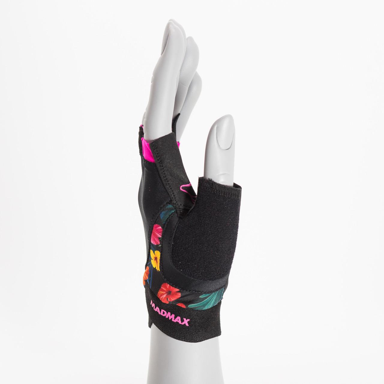 Рукавички для фітнесу MadMax MFG-770 Flower Power Gloves M Black/Pink - фото 3