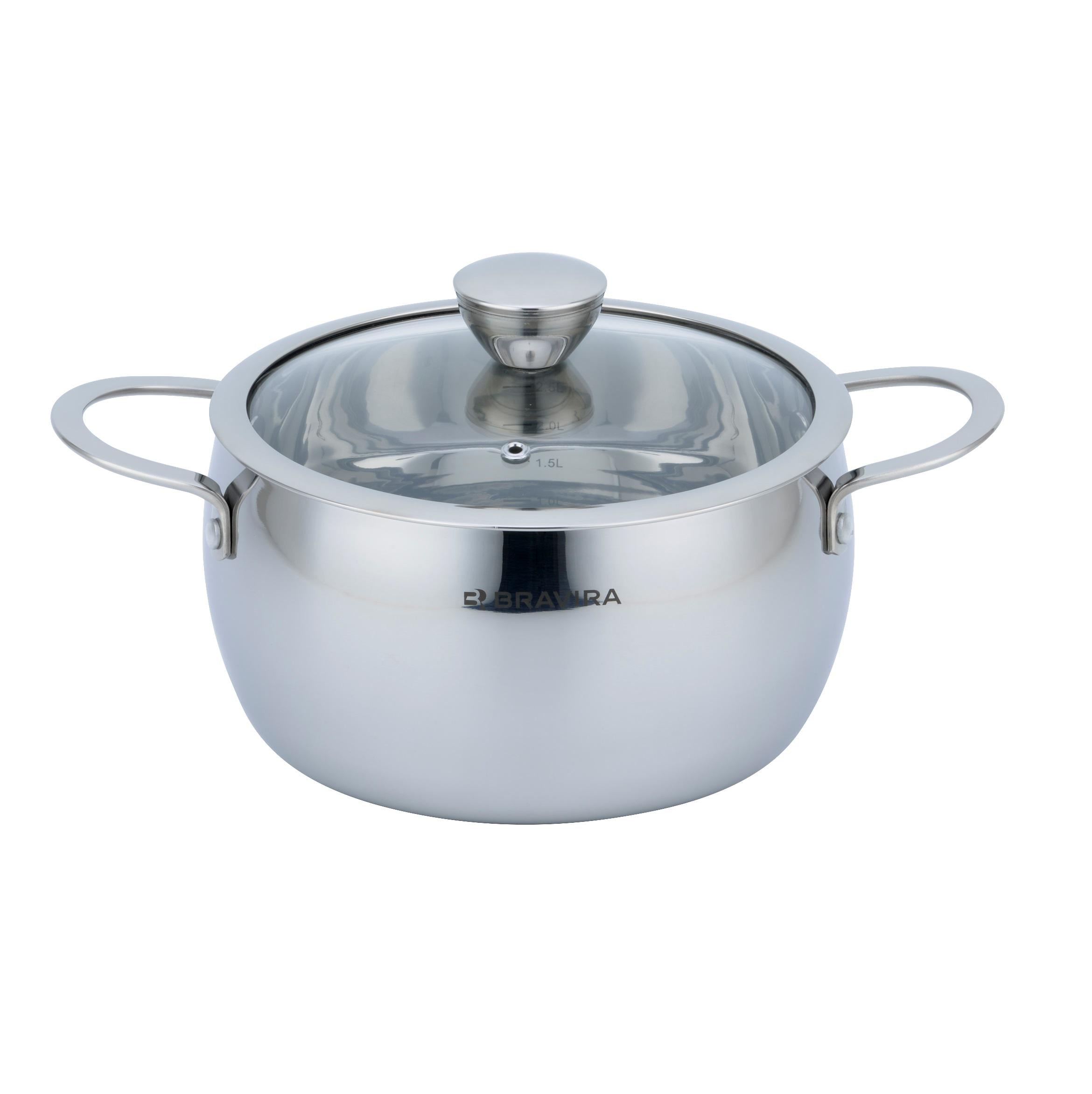 Кастрюля с крышкой BRAVIRA Ferrano Tri-Ply нержавеющая сталь 2,2 л (BR8530-18)