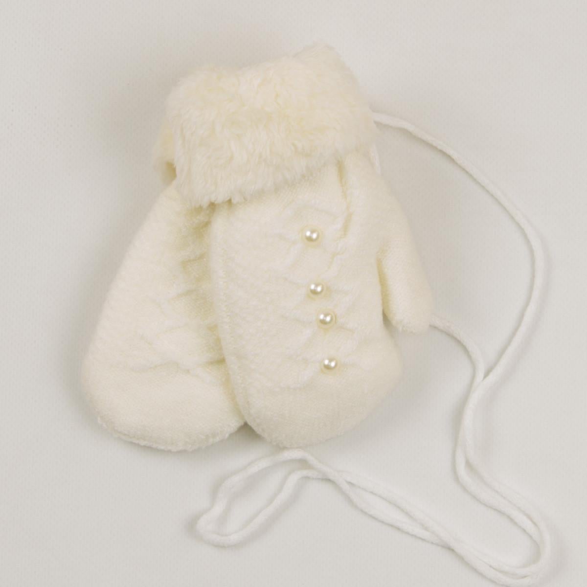 Варежки детские с меховой подкладкой на 3-5 лет 19-7-64 Белый (DR010172)