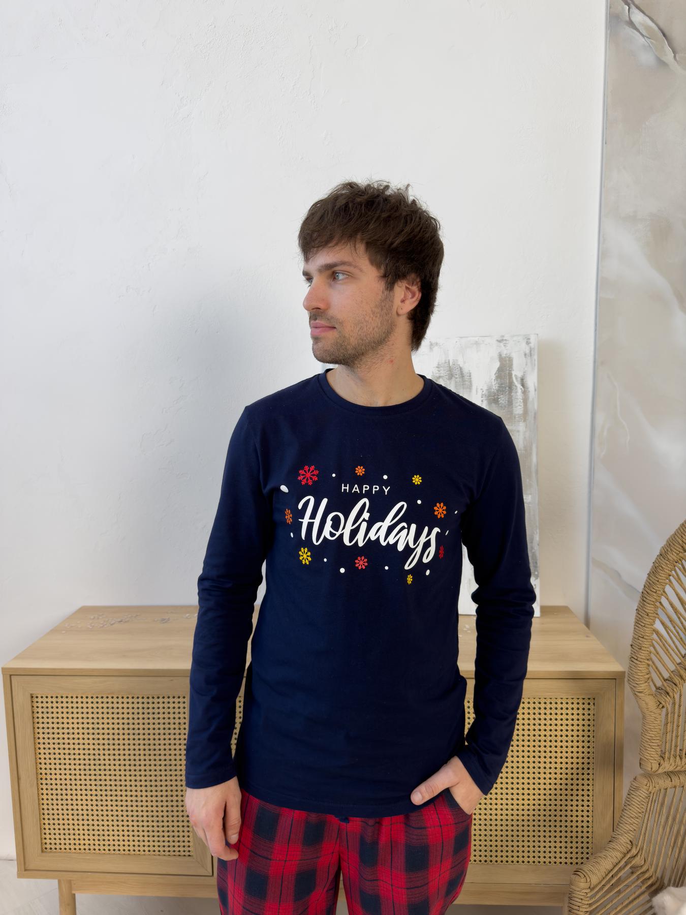 Лонгслів чоловічий Happy Holidays 2XL Синій (L20)