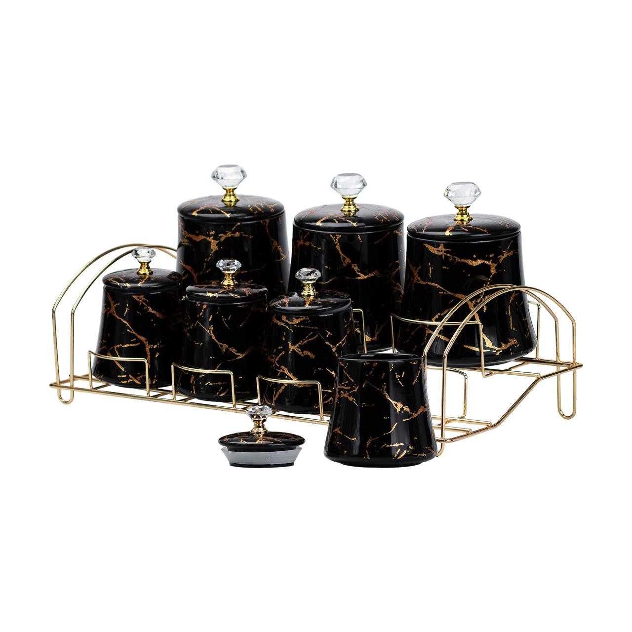 Набір баночок для сипучих продуктів 600/250 мл на металевій підставці (HP1249) - фото 5 Набір баночок для сипучих продуктів 600/250 мл на металевій підставці (HP1249) - фото 5