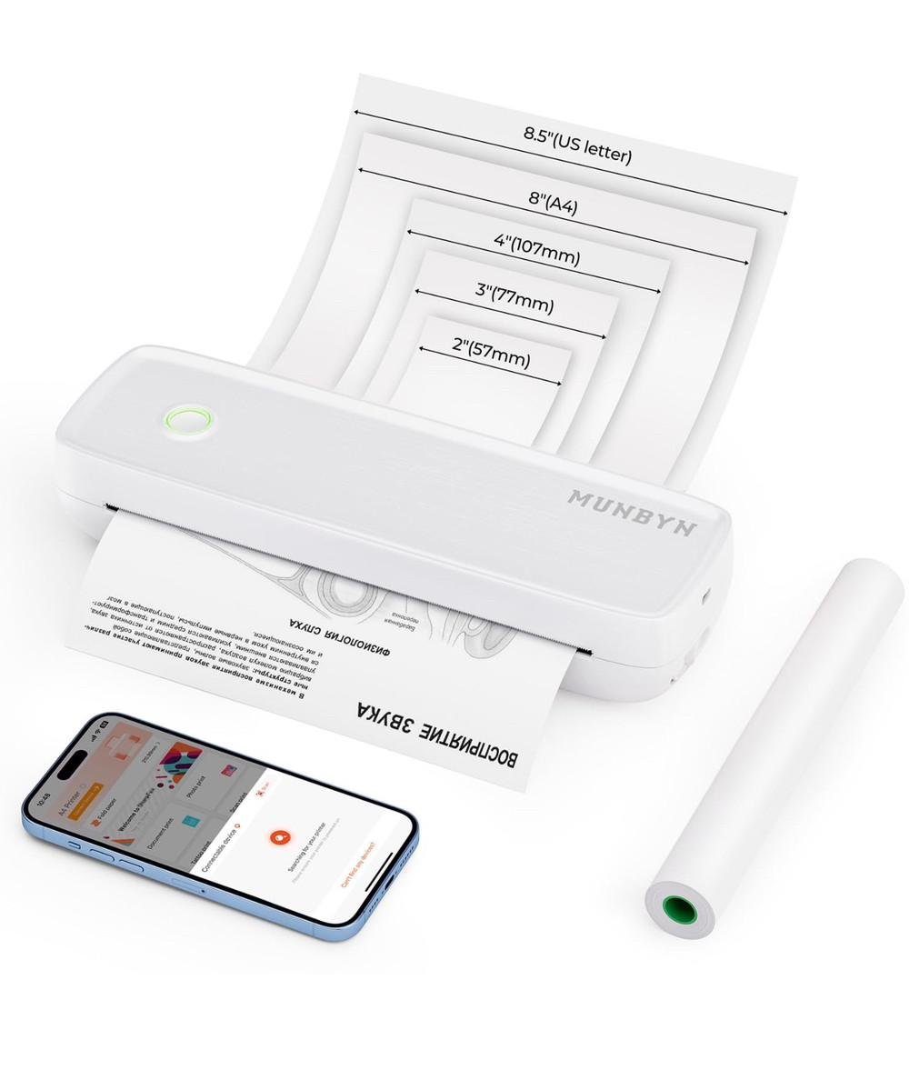 Термопринтер портативный MUNBYN ITP04 A4 без чернил Bluetooth для Android iOS ПК Белый - фото 6