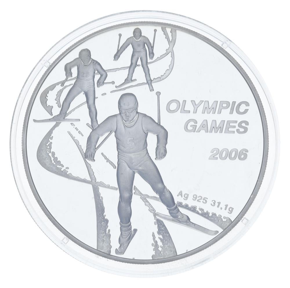 Коллекционная монета Казахстан 100 тенге 2005 серебро Proof XX Олимпийские игры 2006 в Турине-Лыже 31,1 г (М21464)