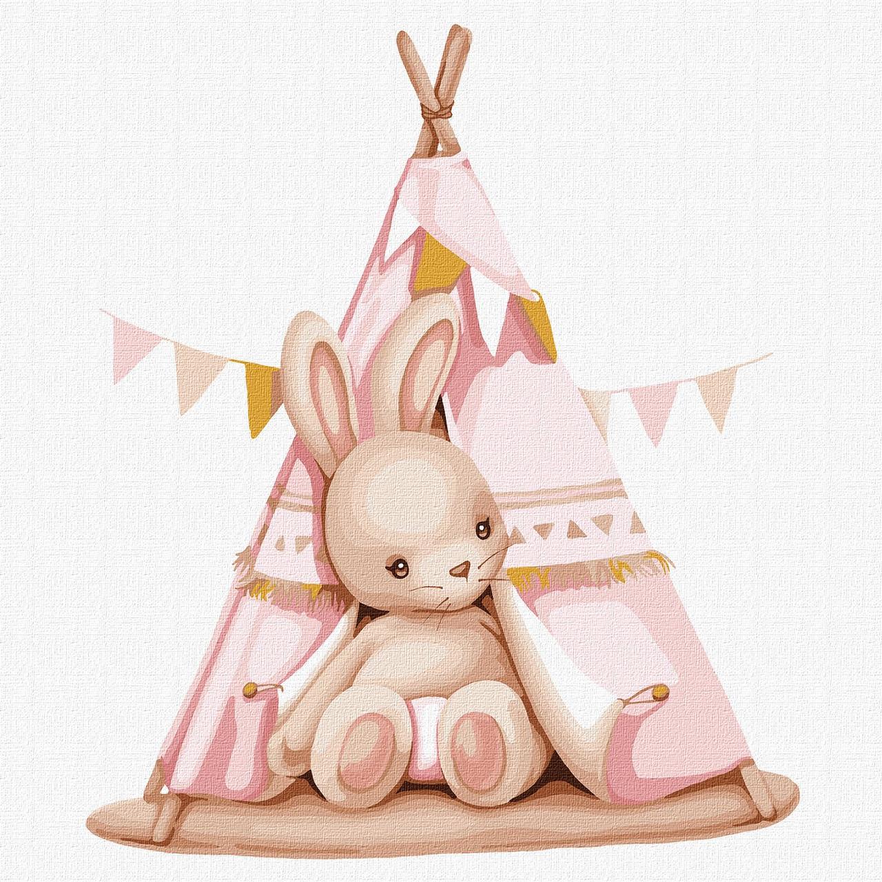 Набор для росписи по номерам 7+ Крольченок в вигваме 30х30 см (KHO2406)