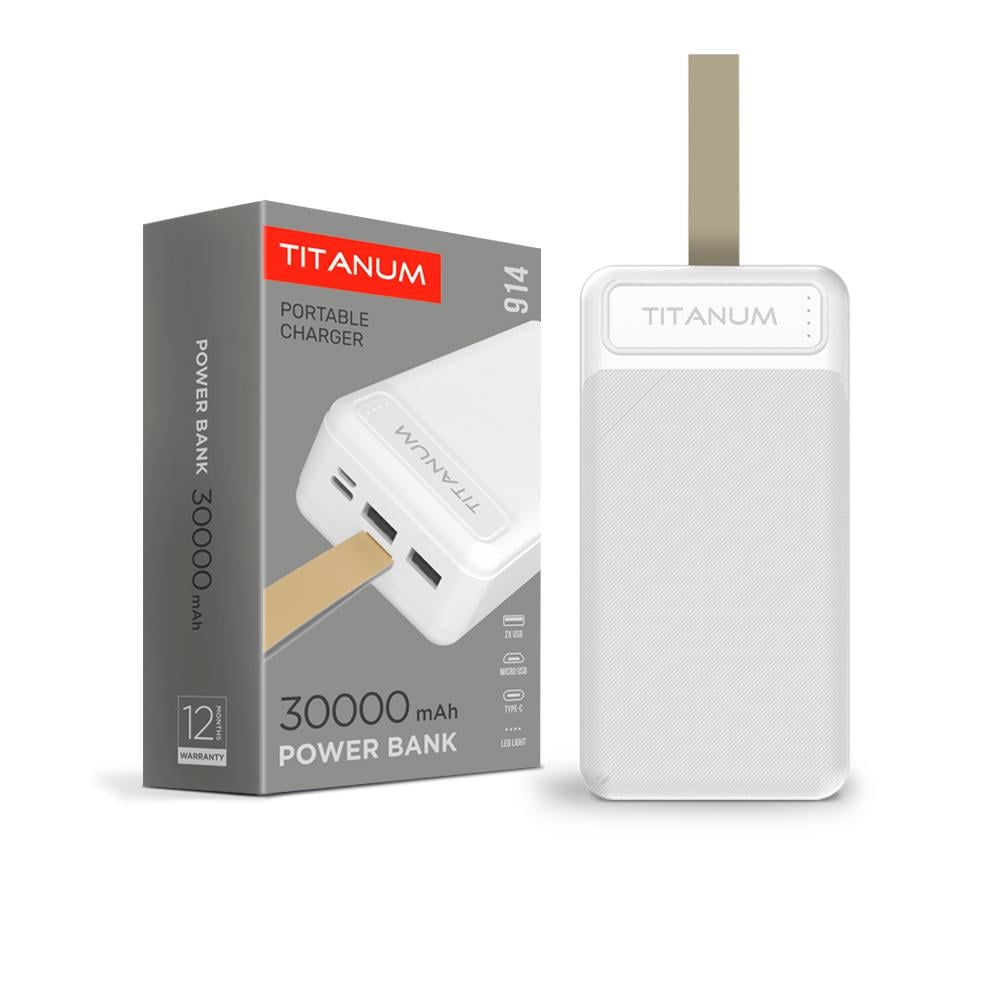 Повербанк TITANUM 914 30000 mAh White (TPB-914-W) Повербанк TITANUM 914 30000 mAh White (TPB-914-W)