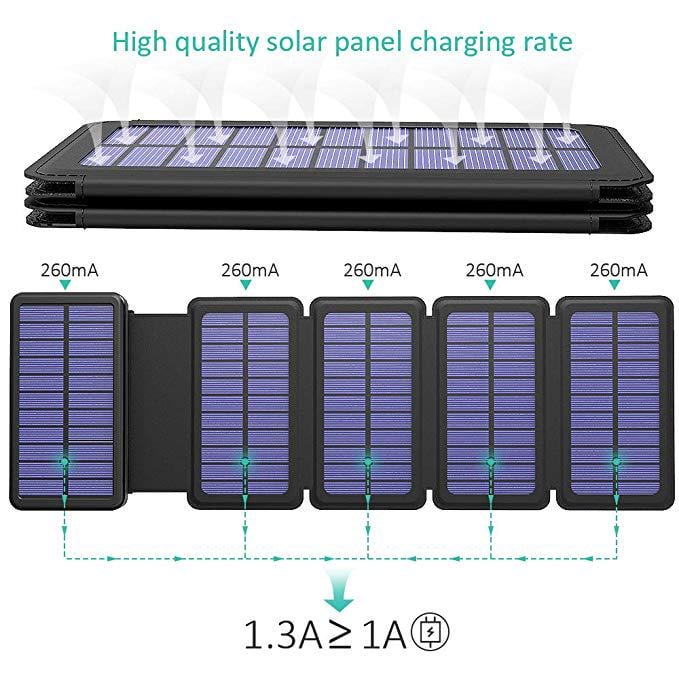 Павербанк із сонячною панеллю Portable Solar Charger Wireless 6 panel VHG DN38 20000 mAh Black - фото 3