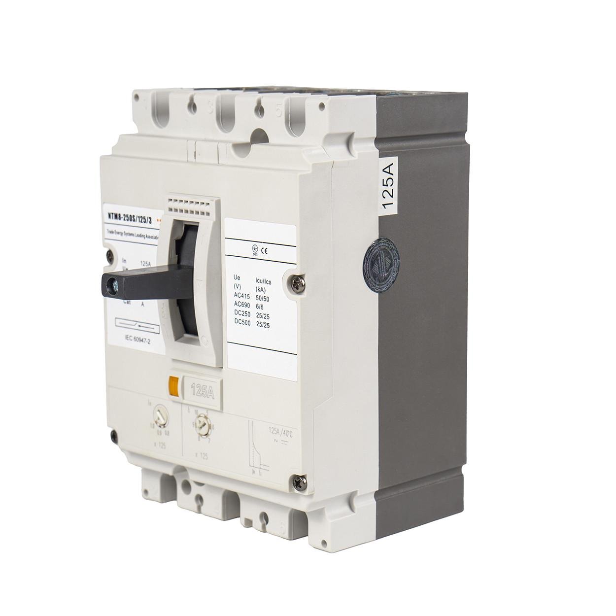 Шкафный автоматический выключатель размыкатель напряжения TESLA NTM8 250 125 3р 125A (30) - фото 2 Шкафный автоматический выключатель размыкатель напряжения TESLA NTM8 250 125 3р 125A (30) - фото 2
