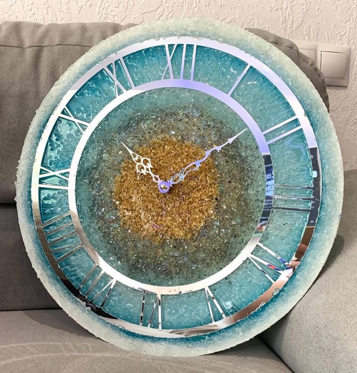 Часы настенные круглые из эпоксидной смолы EPOXY M93 30x30 см