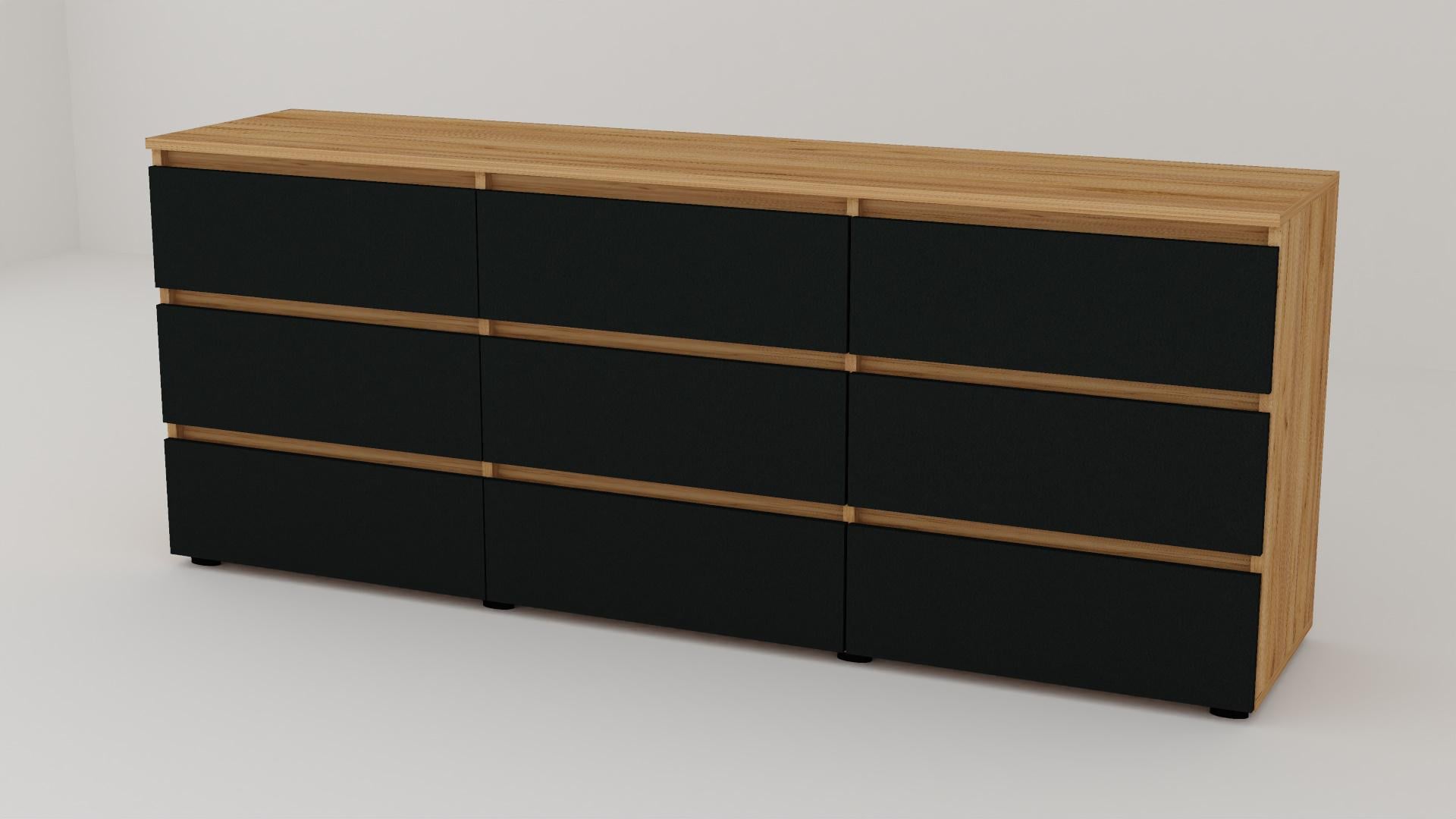 Комод Алекса СН-333/50 190х50х75 см Антрацитовый/Дуб крафт золотой