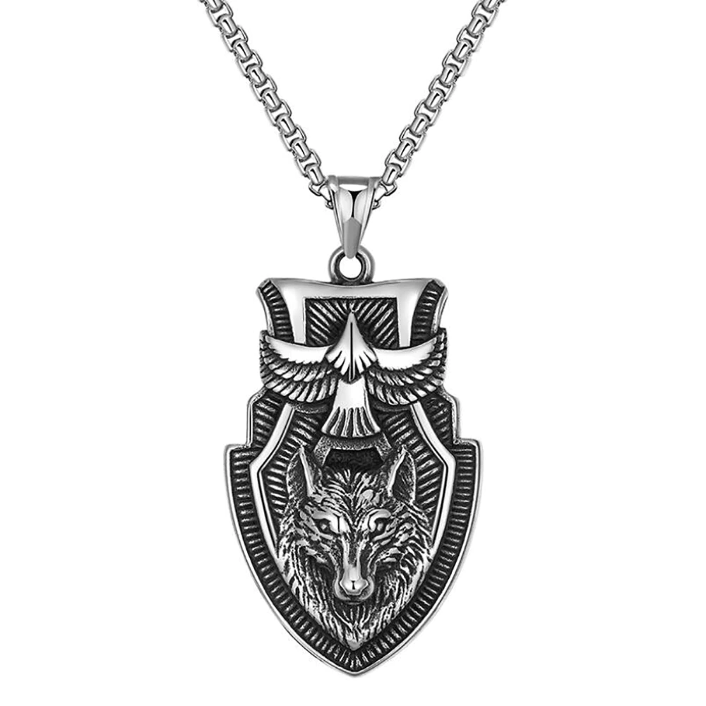Кулон на цепи Fashion Jewelry Голова Волка с Орлом 22х42 см