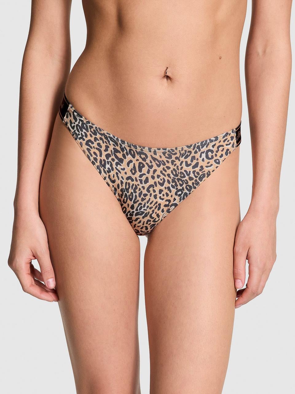 Трусы женские Victoria's Secret Logo Cotton High-Leg Thong XS Тигровый (26828399)