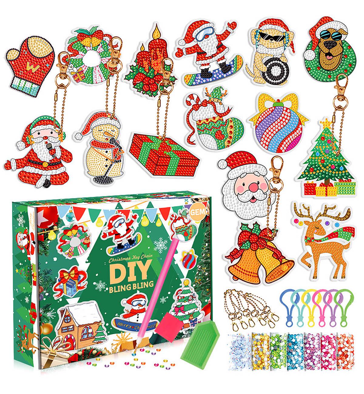 Набір алмазних новорічних прикрас DIY 15 шт. самоклейки з стразами (94523683)