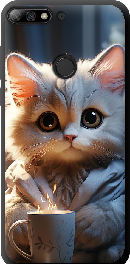 Чехол на Huawei Y7 Prime 2018 White cat (5646b-1509-42517)
