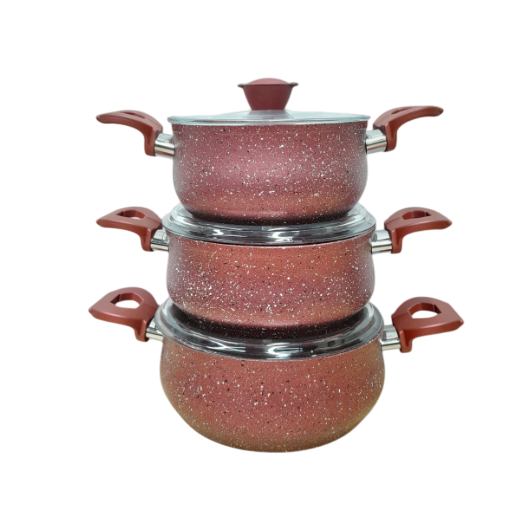 Набір каструль OMS з антипригарним покриттям 6 пред. Червоний (3027-red) Набір каструль OMS з антипригарним покриттям 6 пред. Червоний (3027-red)