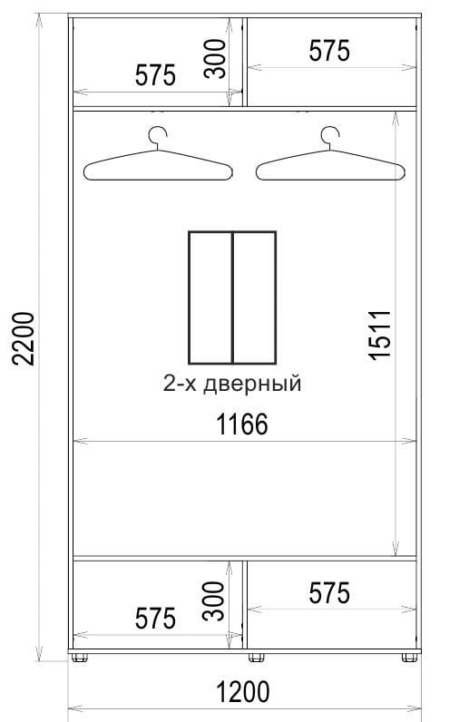 Корпус шафи-купе Luxe CLS-2 1200x2200x600 мм Дуб трюффель (21623) - фото 2