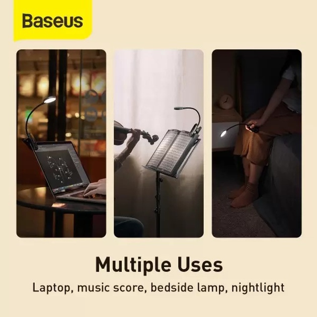 Настольные лампы BASEUS Mini Clip Lamp DGRAD-0G USB беспроводная светодиодная со встроенным аккумулятором 350 mAh Grey - фото 12