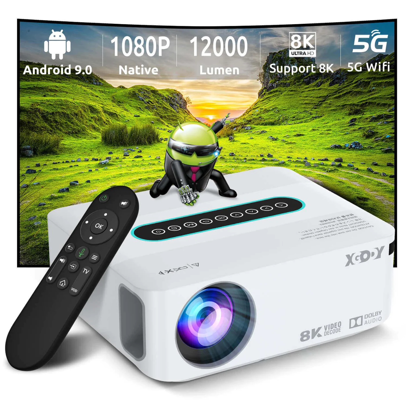 Проектор мультимедійний Xgody X1 Full HD Wi-Fi Bluetooth з динаміками 12000 Lm - фото 3