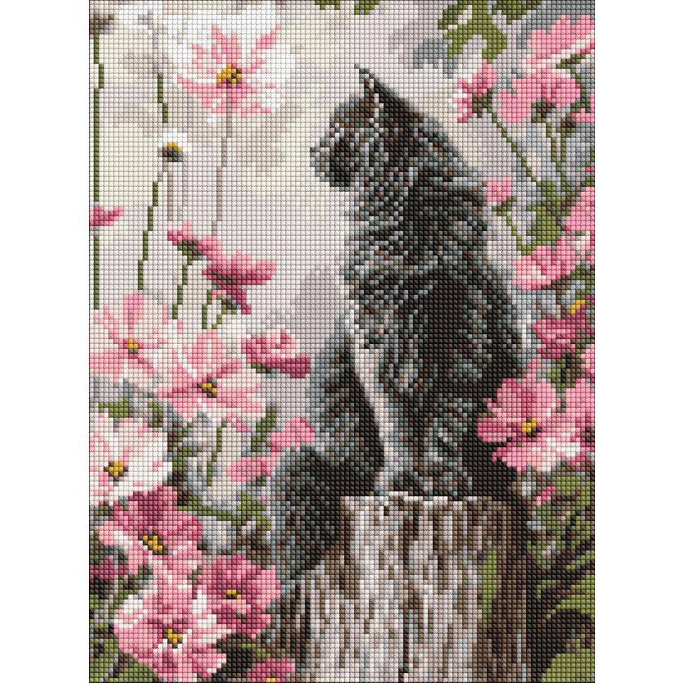 Алмазная мозаика Ranok Creative Кот среди цветов 30х40 см (VM-127-A-563)