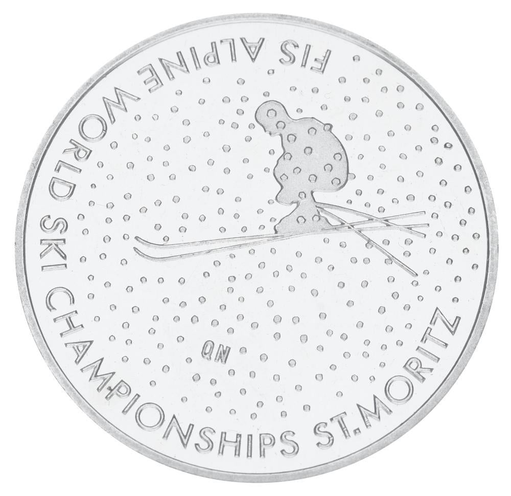 Коллекционная монета Швейцария 20 франков 2003 Серебро UNC Чемпионат мира по горнолыжному спорту (М18945)