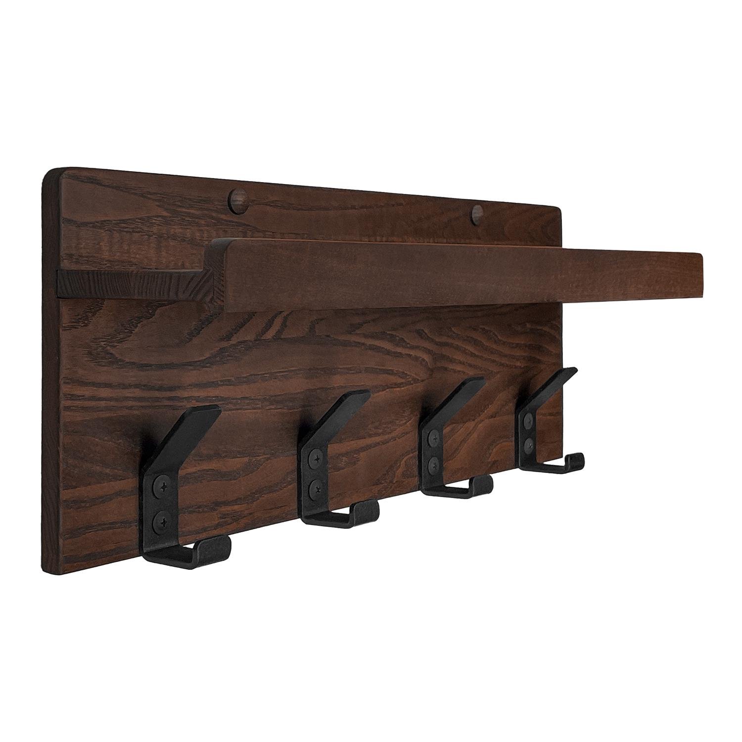 Вішалка настінна із ясеня з полицею 40,5 см (ВІШ-МЕТ-40)