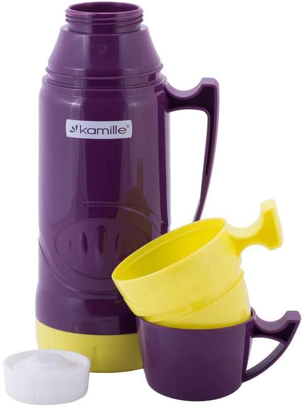 Термос Kamille Glass Violet зеркальная колба и 2 чашки 1800 мл - фото 2 Термос Kamille Glass Violet зеркальная колба и 2 чашки 1800 мл - фото 2