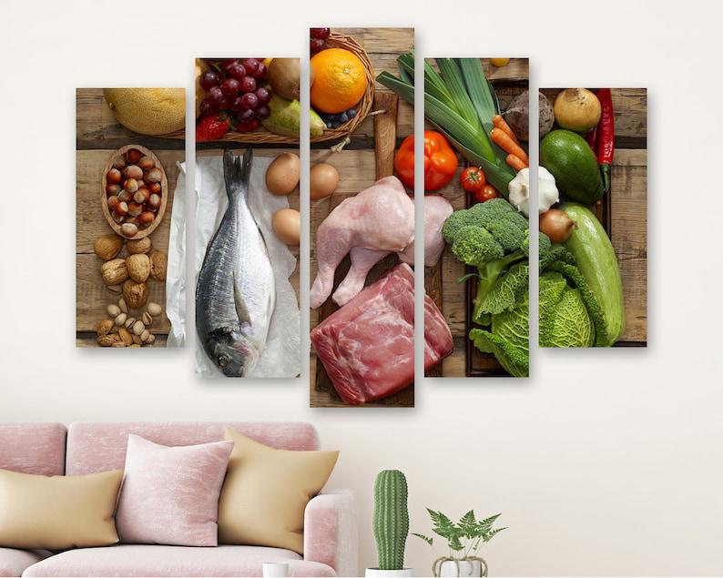 Модульная картина KIL Art Ассортимент продуктов для кухни на холсте из пяти частей 112x68 см (M51_M_144)