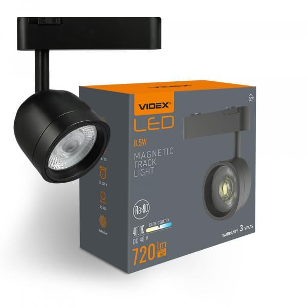 Світильник Videx трековий 8,5 W/4000 K/48 V Black (LA76B)