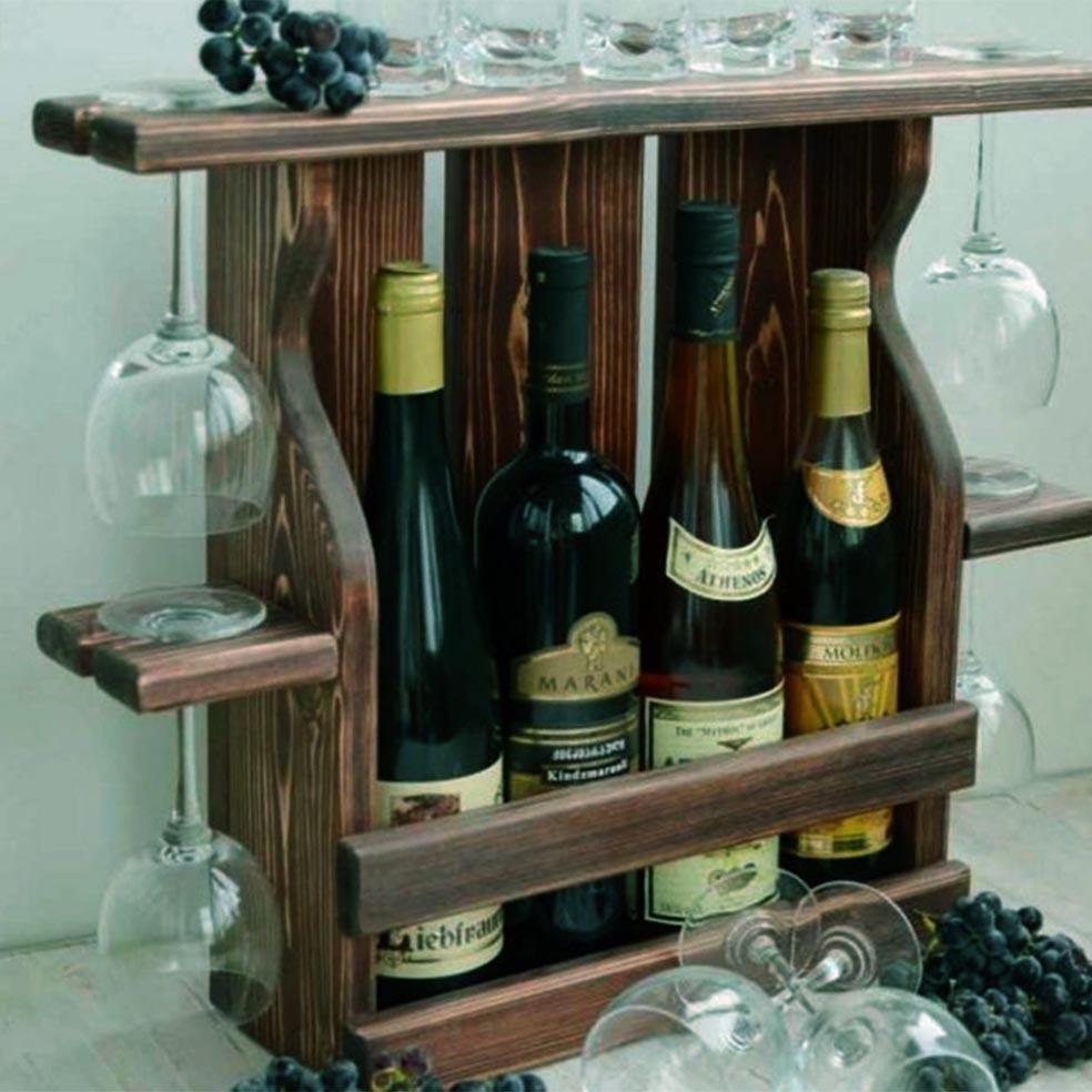 Полка для вина настенная из дерева Накагута 4 Капучино (ПНК-408809)